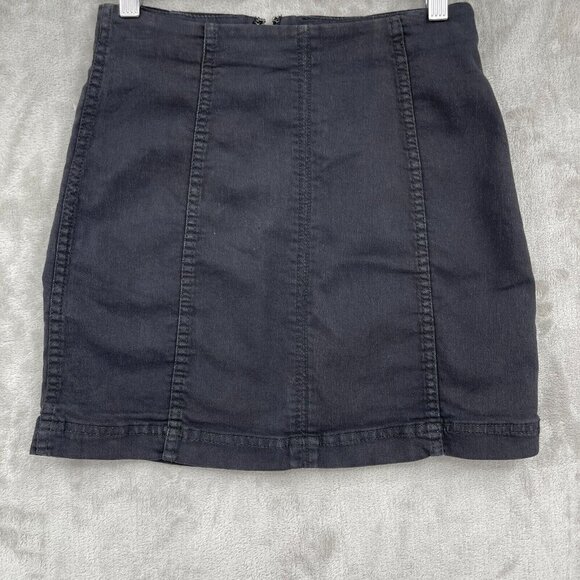 Free People Modern Femme Mini Skirt Black Stretch Denim Indie Sleaze - Picture 1 of 10